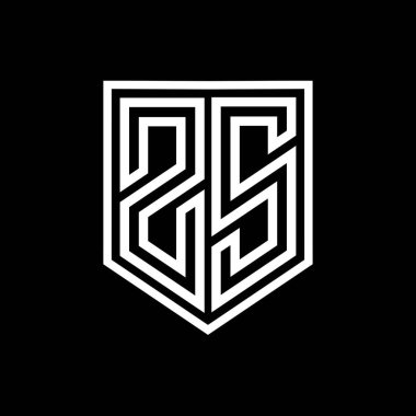 ZS Letter Logo monogram kalkan geometrik çizgisi kalkan izole edilmiş biçim tasarım şablonu