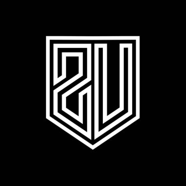 ZU Letter Logo monogram kalkan geometrik çizgi kalkan izole biçim tasarım şablonu