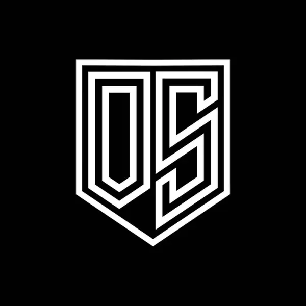 OS Letter Logo monogram shield geometric line inside shield isolated style design template