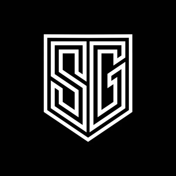 SG Letter Logo monogram shield geometric line inside shield isolated style design template