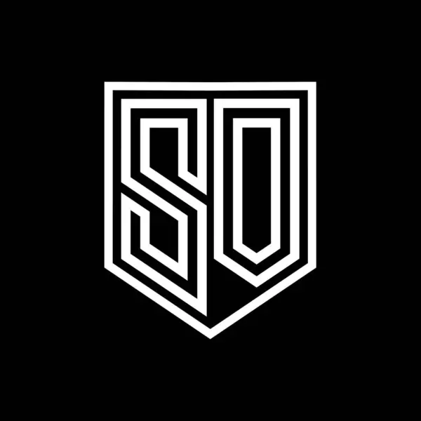 SO Letter Logo monogram shield geometric line inside shield isolated style design template