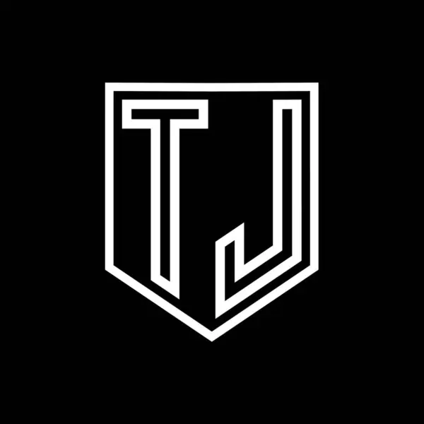 TJ Letter Logo monogram shield geometric line inside shield isolated style design template
