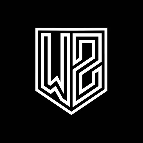 WZ Letter Logo monogram shield geometric line inside shield isolated style design template