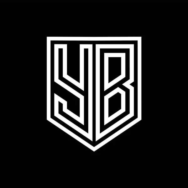 YB Letter Logo monogram shield geometric line inside shield isolated style design template