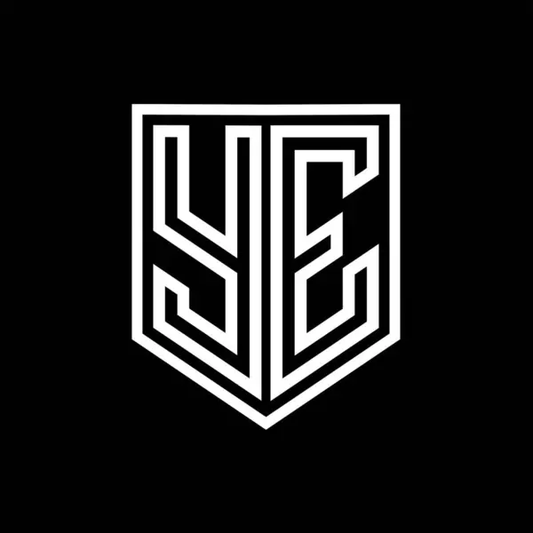 YE Letter Logo monogram shield geometric line inside shield isolated style design template