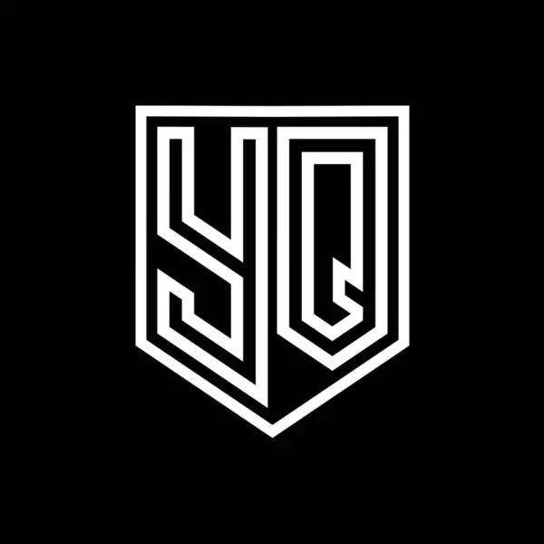 YQ Letter Logo monogram shield geometric line inside shield isolated style design template