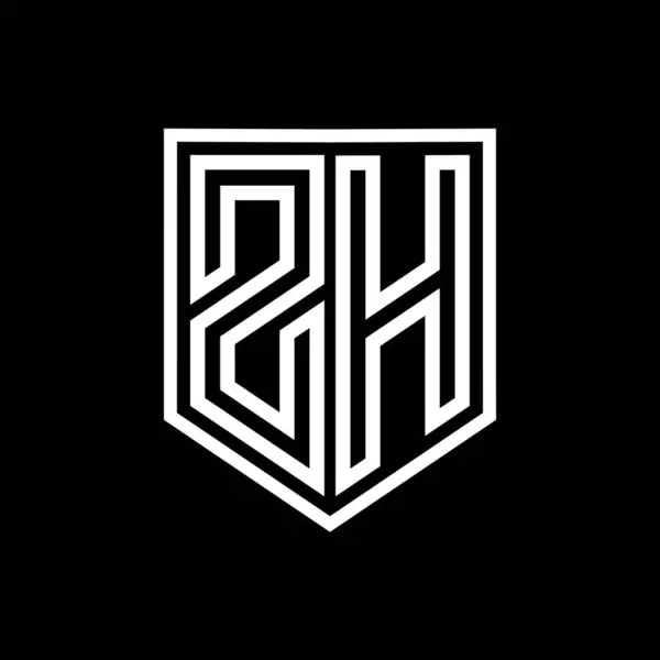 ZH Letter Logo monogram shield geometric line inside shield isolated style design template