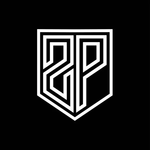 ZP Letter Logo monogram shield geometric line inside shield isolated style design template