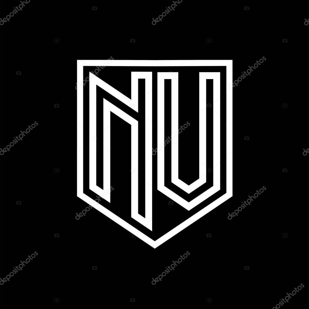NV Letter Logo monogram shield geometric line inside shield isolated style design template