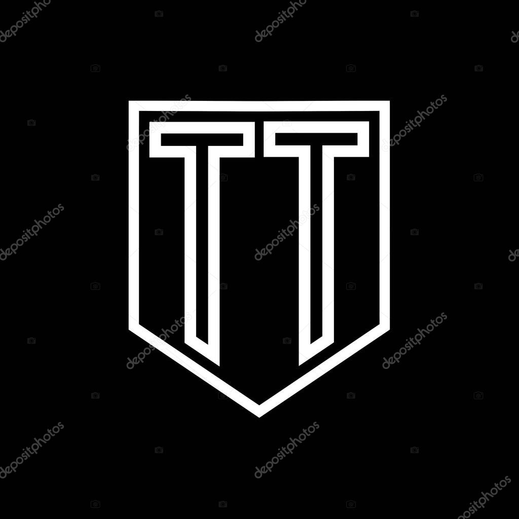 TT Letter Logo monogram shield geometric line inside shield isolated style design template