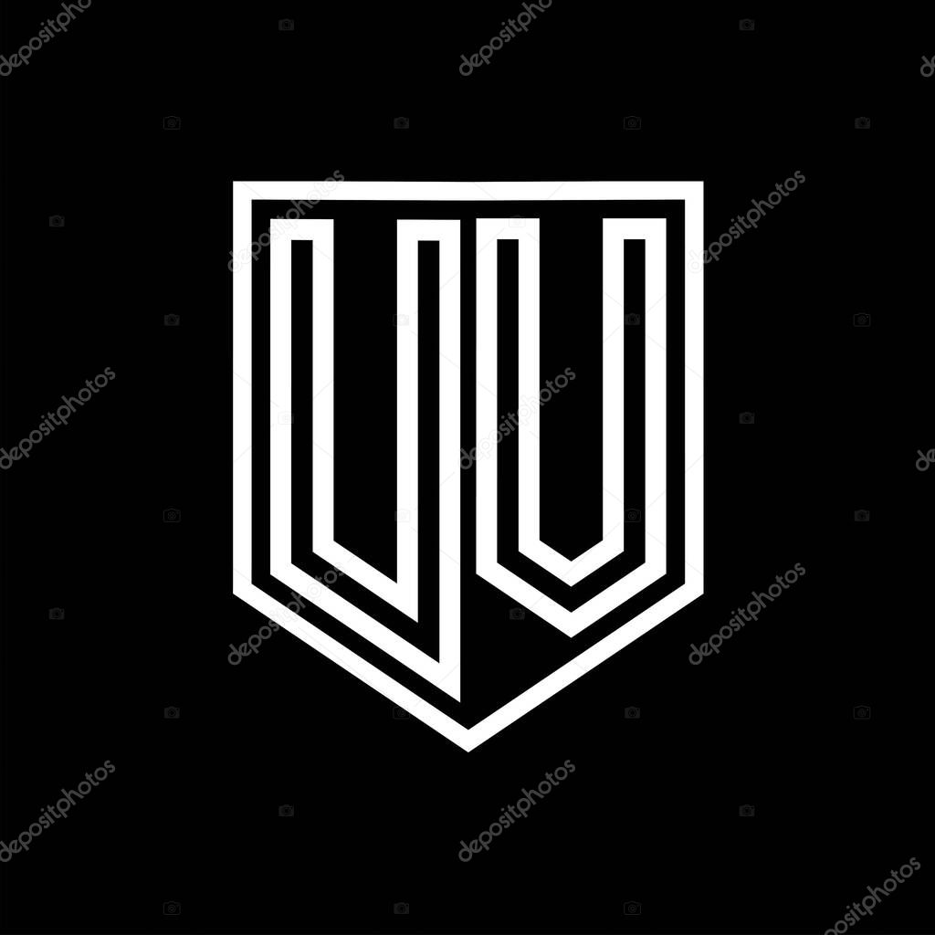 UV Letter Logo monogram shield geometric line inside shield isolated style design template