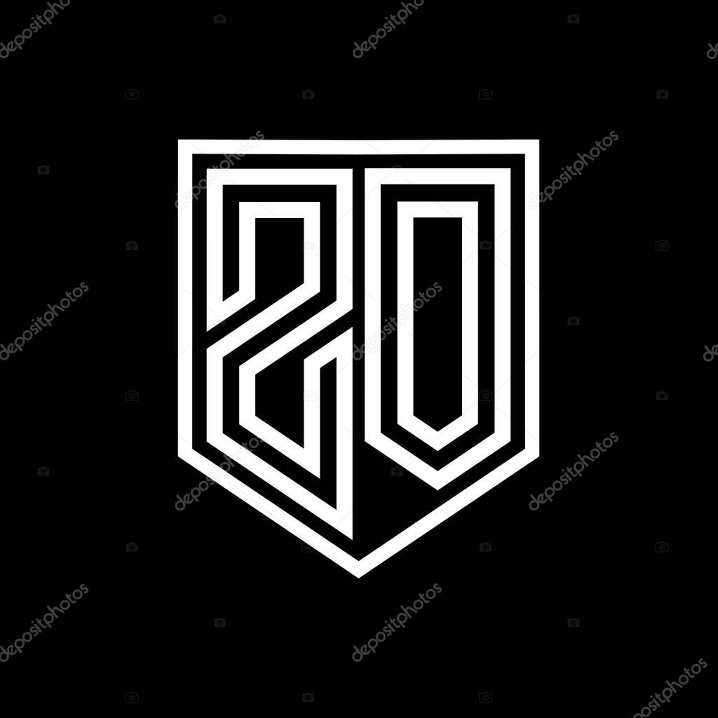 ZO Letter Logo monogram shield geometric line inside shield isolated style design template