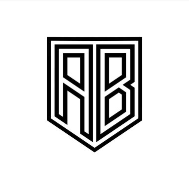 AB Harfi Logo monogram kalkan geometrik çizgisi kalkan izole edilmiş biçim tasarım şablonu