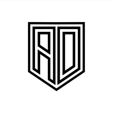 AD Harfi Logo monogram kalkan geometrik çizgisi kalkan izole edilmiş biçim tasarım şablonu