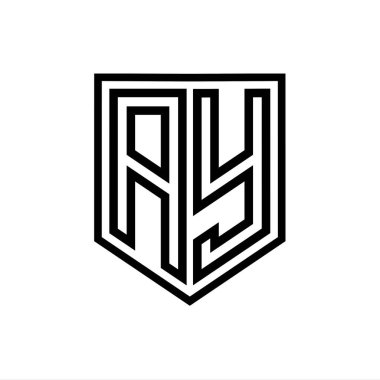 AY Letter Logo monogram kalkan geometrik çizgi kalkan izole biçim tasarım şablonu