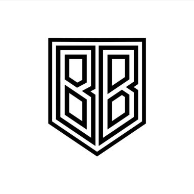 BB Harfi Logo monogram kalkan geometrik çizgisi kalkan izole edilmiş biçim tasarım şablonu