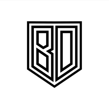 BD Harf Logosu monogram kalkan geometrik çizgisi kalkan izole edilmiş biçim tasarım şablonu