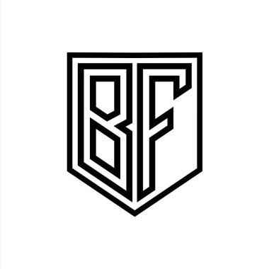 BF Harfi Logo monogram kalkan geometrik çizgisi kalkan izole edilmiş biçim tasarım şablonu