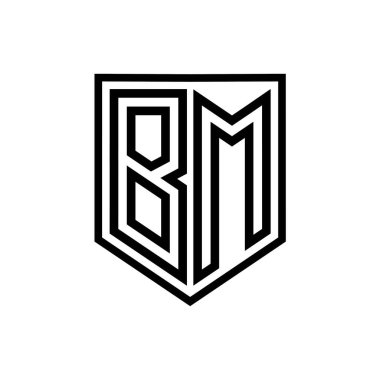 BM Harfi Logosu monogram kalkan geometrik çizgisi kalkan izole edilmiş biçim tasarım şablonu