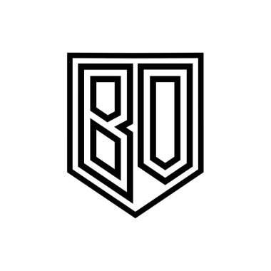 BO Harfi Logo monogram kalkan geometrik çizgisi kalkan izole edilmiş biçim tasarım şablonu