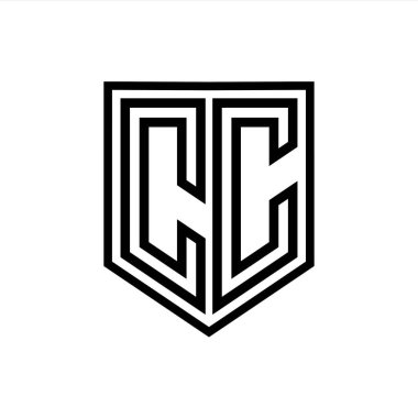 CC Harfi Logo monogram kalkan geometrik çizgisi kalkan izole edilmiş biçim tasarım şablonu