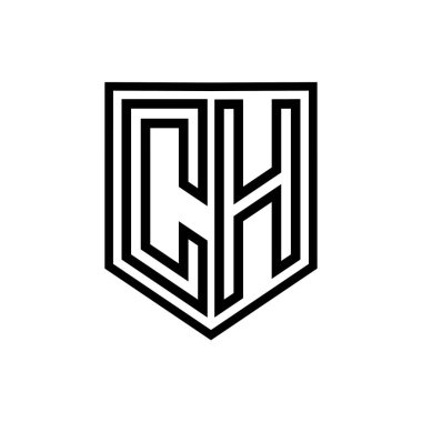 CH Harfi Logosu monogram kalkan geometrik çizgisi kalkan izole edilmiş biçim tasarım şablonu
