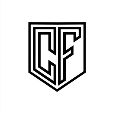 CF Harfi Logo monogram kalkan geometrik çizgisi kalkan izole edilmiş biçim tasarım şablonu