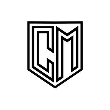CM Harfli Logo monogram kalkan geometrik çizgisi kalkan izole edilmiş biçim tasarım şablonu