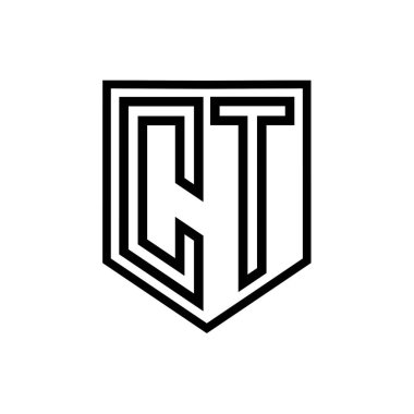 CT Harfi Logo monogram kalkan geometrik çizgisi kalkan izole edilmiş biçim tasarım şablonu