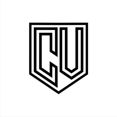 CV Harfli Logo monogram kalkan geometrik çizgisi kalkan izole edilmiş biçim tasarım şablonu
