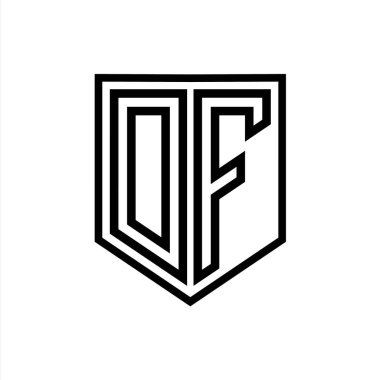 DF Harfi Logo monogram kalkan geometrik çizgisi kalkan izole edilmiş biçim tasarım şablonu