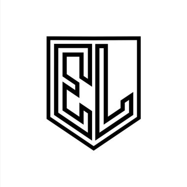 EL Harfi Logosu monogram kalkan geometrik çizgisi kalkan izole edilmiş biçim tasarım şablonu