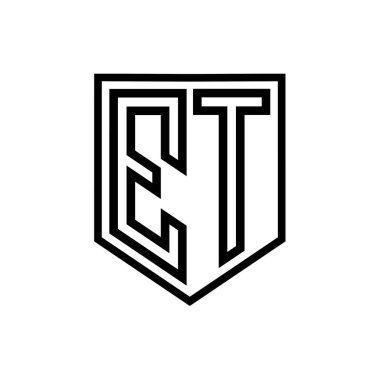 ET Harfi Logosu monogram kalkan geometrik çizgisi kalkan izole edilmiş biçim tasarım şablonu