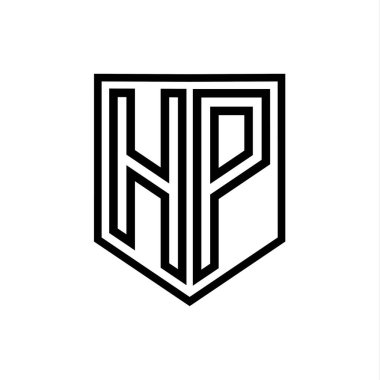 HP Harfi Logo monogram kalkan geometrik çizgisi kalkan izole edilmiş biçim tasarım şablonu