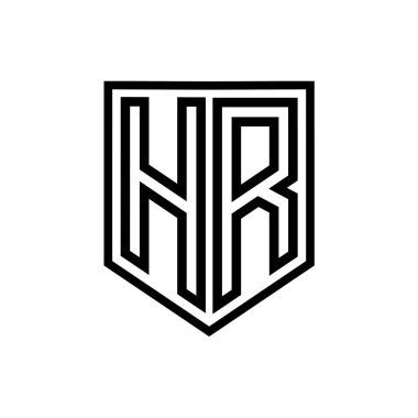 HR Letter logo monogram kalkan geometrik çizgi kalkan izole biçim tasarım şablonu