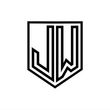JW Letter Logo monogram kalkan geometrik çizgisi kalkan izole edilmiş biçim tasarım şablonu