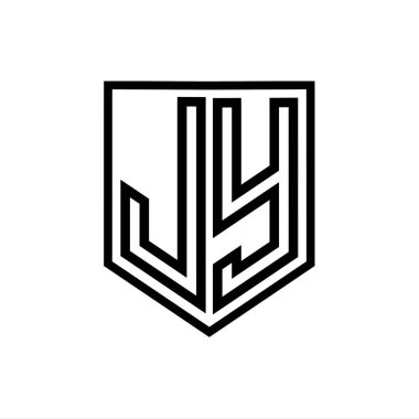 JY Letter Logo monogram kalkan geometrik çizgi kalkan izole biçim tasarım şablonu