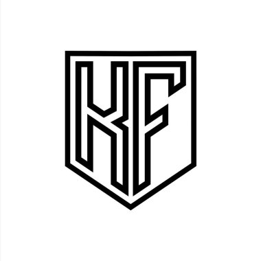 KF Harfi Logo monogram kalkan geometrik çizgisi kalkan izole edilmiş biçim tasarım şablonu