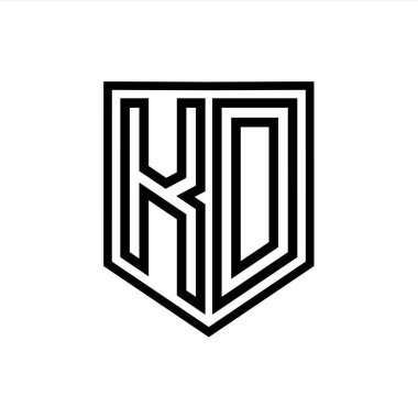 KD Harf Logosu monogram kalkan geometrik çizgisi kalkan izole edilmiş biçim tasarım şablonu