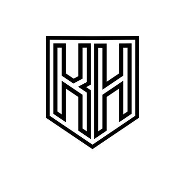 KH Harfi Logo monogram kalkan geometrik çizgisi kalkan izole edilmiş biçim tasarım şablonu