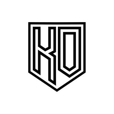 KO Harfi Logo monogram kalkan geometrik çizgisi kalkan izole edilmiş biçim tasarım şablonu