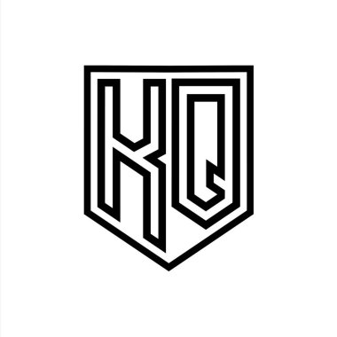 KQ Harfi Logo monogram kalkan geometrik çizgisi kalkan izole edilmiş biçim tasarım şablonu