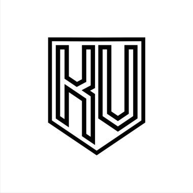 KV Letter Logo monogram kalkan geometrik çizgisi kalkan izole edilmiş biçim tasarım şablonu
