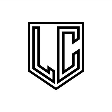 LC Harfi Logo monogram kalkan geometrik çizgisi kalkan izole edilmiş biçim tasarım şablonu
