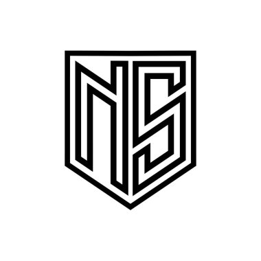 NS Letter Logo monogram kalkan geometrik çizgisi kalkan izole edilmiş biçim tasarım şablonu