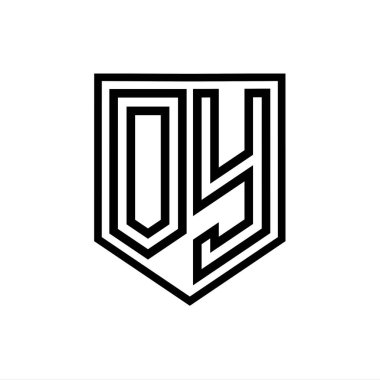 OY Harf Logosu monogram kalkan geometrik çizgisi kalkan izole edilmiş biçim tasarım şablonu