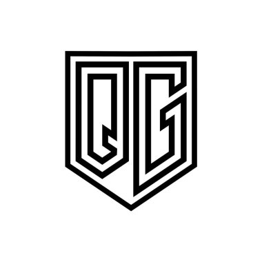 QG Harfi Logo monogram kalkan geometrik çizgisi kalkan izole edilmiş biçim tasarım şablonu