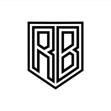 RB Harfi Logo monogram kalkan geometrik çizgisi kalkan izole edilmiş biçim tasarım şablonu