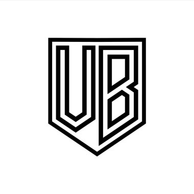 VB Harfi Logo monogram kalkan geometrik çizgisi kalkan izole edilmiş biçim tasarım şablonu