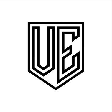 VE Letter Logo monogram kalkan geometrik çizgi kalkan izole biçim tasarım şablonu